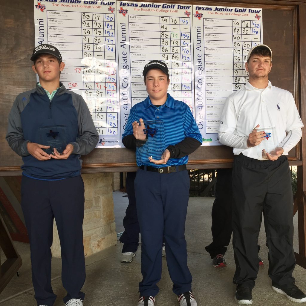 The Boys 11-18 Division Winners: Champion - Matthew Griggs; 2nd Place - Jared Bray; 3rd Place - Grayson Gilbert 