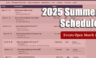 2025 Summer Schedule Announced